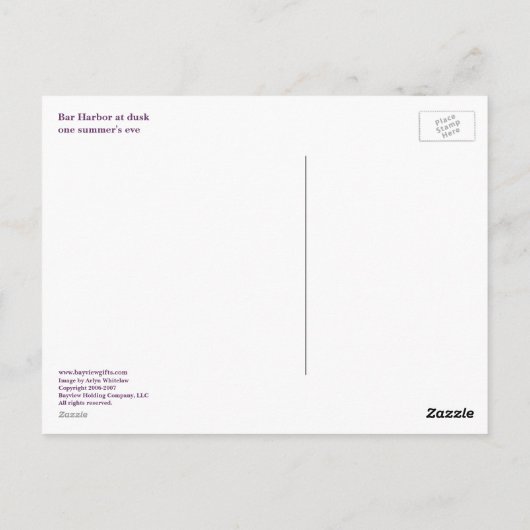De Haven van de bar bij schemer de vooravond van Briefkaart (Achterkant)