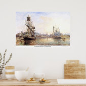 De haven van het Honfleur-Zee van Claude Monet Poster (Keuken)
