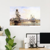 De haven van het Honfleur-Zee van Claude Monet Poster (Thuiskantoor)