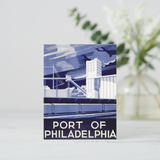 De Haven van het Poster van WPA van Philadelphia 1 Briefkaart (Staand voorkant)