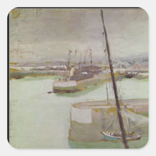 De haven van Honfleur, 1919 Vierkante Sticker