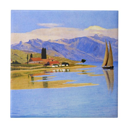 De haven van Pully, fijne kunst, Tegeltje (Voorkant)