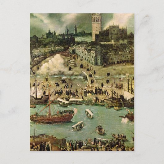 De haven van Sevilla, c.1590 Briefkaart (Voorkant)