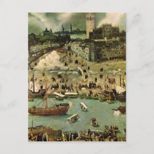 De haven van Sevilla, c.1590 Briefkaart