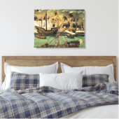 De haven van Sevilla, c.1590 Canvas Afdruk (Insitu (Slaapkamer))
