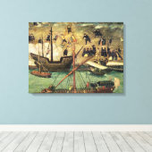De haven van Sevilla, c.1590 Canvas Afdruk (Insitu (Houten vloer))