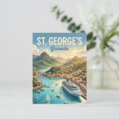 De haven van St. George Grenada Briefkaart (Staand voorkant)