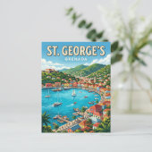 De haven van St. George Grenada Briefkaart (Staand voorkant)