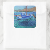 De haven van Tinos 2012 Vierkante Sticker (Tas)