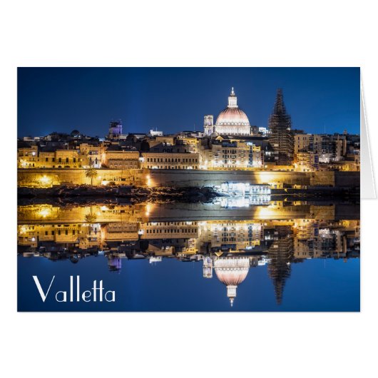 De haven van Valletta in de stad 's nachts (Voorkant Horizontaal)