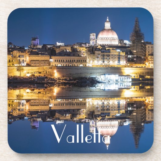 De haven van Valletta in de stad 's nachts Bier Onderzetter (Voorkant)