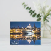 De haven van Valletta in de stad 's nachts Briefkaart (Staand voorkant)