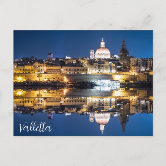 De haven van Valletta in de stad 's nachts Briefkaart (Voorkant)
