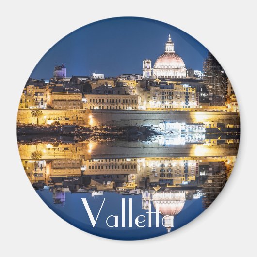 De haven van Valletta in de stad 's nachts Magneet (Voorkant)
