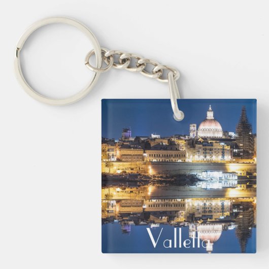 De haven van Valletta in de stad 's nachts Sleutelhanger (Voorkant)