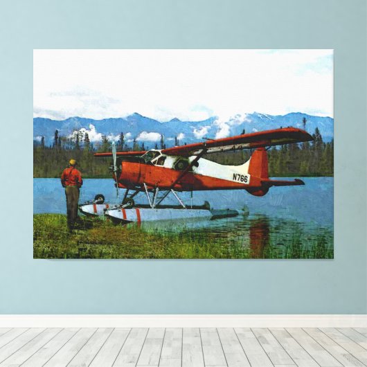 De Havilland Beaver Floatplane Canvas Afdruk (Insitu (Houten vloer))