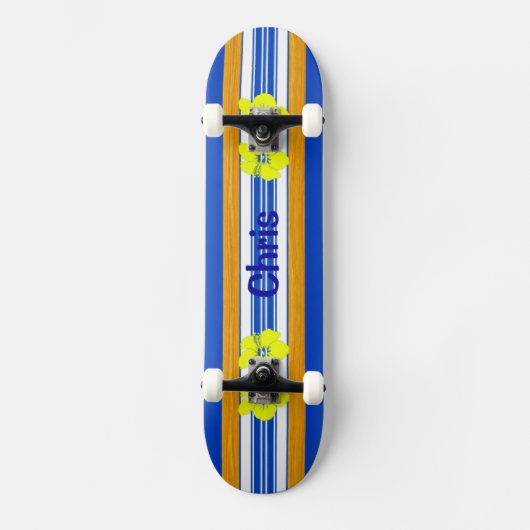 De Hawaiiaanse Blauwe Surfplank van de Hibiscus Skateboard (Voorkant)