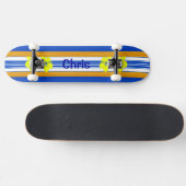 De Hawaiiaanse Blauwe Surfplank van de Hibiscus Skateboard (Horizontaal)