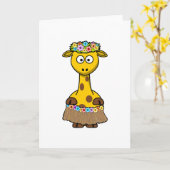 De Hawaiiaanse Cartoon van de Giraffe Kaart (Gele Bloem)
