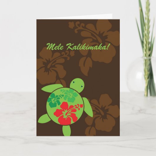 De Hawaiiaanse Gelukkige Honu Gevouwen Kerstkaart Feestdagen Kaart (Voorkant)