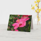 De Hawaiiaanse Gelukkige Roze Gestreepte Hibiscus Kaart (Gele Bloem)