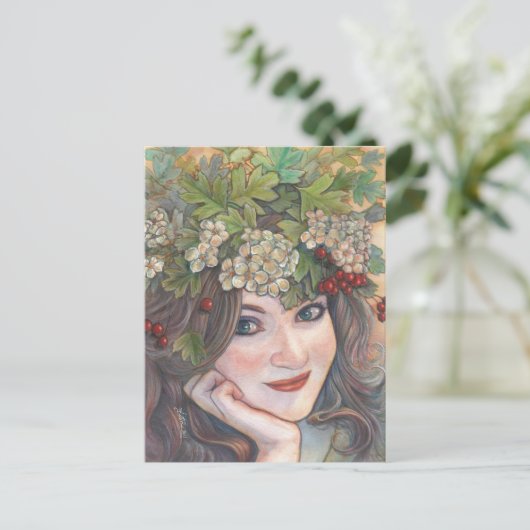 De Hawthorn Queen. Briefkaart (Staand voorkant)