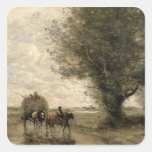 De Haycart, c. 1860 Vierkante Sticker
