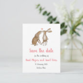 De hazen bewaren de datumkaart save the date (Staand voorkant)