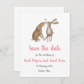 De hazen bewaren de datumkaart save the date (Voorkant / Achterkant)