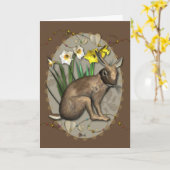 De Hazen van de lente 1 Kaart van Groeten (Gele Bloem)