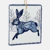 De Hazen Winter's Whimsical Wandering Keramisch Ornament (Rechts)