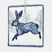 De Hazen Winter's Whimsical Wandering Keramisch Ornament (Links)