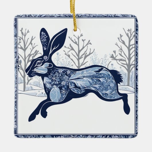 De Hazen Winter's Whimsical Wandering Keramisch Ornament (Voorkant)