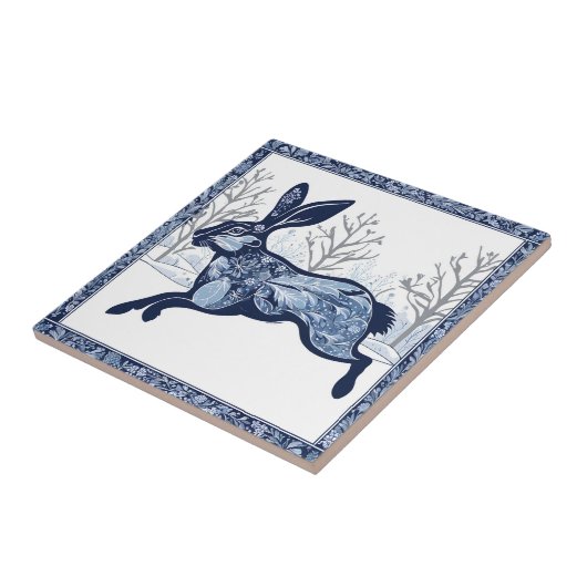 De Hazen Winter's Whimsical Wandering Tegeltje (Zijkant)
