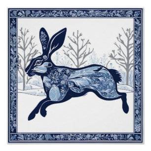 De hazen winterse grillige zwerftocht perfect poster