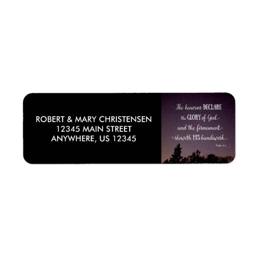 De Heavens verklaren de glorie van God Etiket (Voorkant)