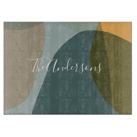 De hedendaagse Abstracte Kunst in Blauwgroen Geper Snijplank (Voorkant)