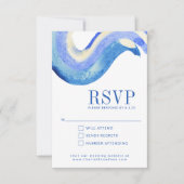 De hedendaagse Abstracte Kunstblauwe Waterverf Wed RSVP Kaartje (Voorkant)