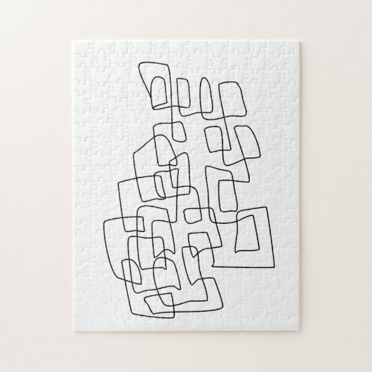De hedendaagse Abstracte Lijn Kunst in Zwart-wit Legpuzzel (Verticaal)
