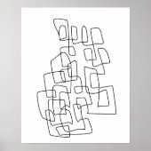 De hedendaagse Abstracte Lijn Kunst in Zwart-wit Poster (Voorkant)