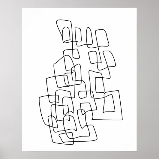 De hedendaagse Abstracte Lijn Kunst in Zwart-wit Poster (Voorkant)