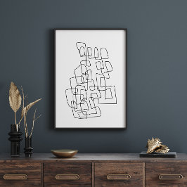 De hedendaagse Abstracte Lijn Kunst in Zwart-wit Poster