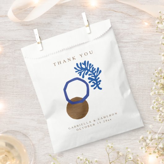 De hedendaagse Abstracte vormen Kunstblauw Tan Wed Bedankzakje (Geknipt)