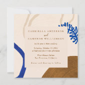 De hedendaagse Abstracte vormen Kunstblauw Tan Wed Kaart (Voorkant)