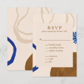 De hedendaagse Abstracte vormen Kunstblauw Tan Wed RSVP Kaartje (Voorkant / Achterkant)