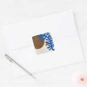 De hedendaagse Abstracte vormen Kunstblauw Tan Wed Vierkante Sticker (Envelop)