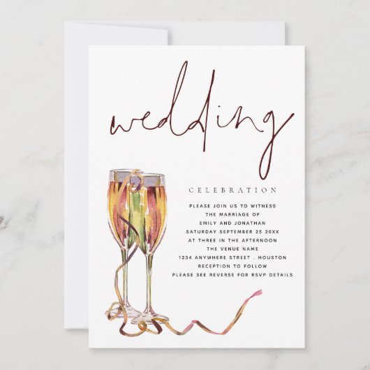 De hedendaagse Champagne Flutes Wedding Kaart (Voorkant)