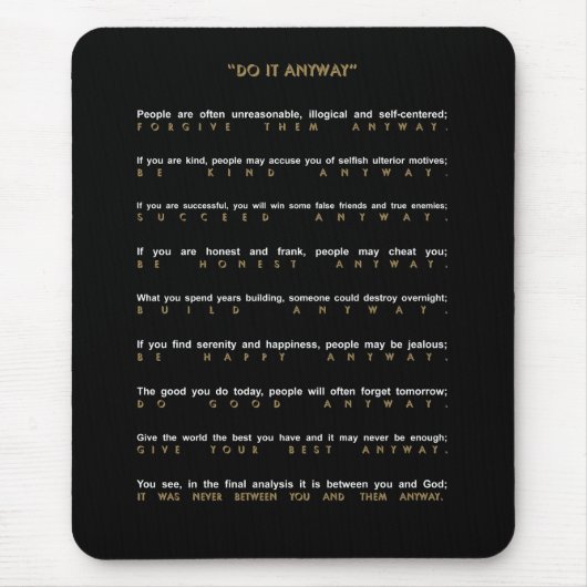 De hedendaagse doe het in ieder geval muismat (Voorkant)