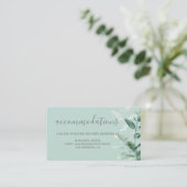 De hedendaagse elegante eucalyptusgrienery en informatiekaartje (Staand voorkant)