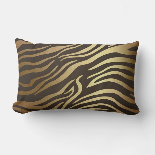 De hedendaagse Golden Black Zebra Safari Skin Kussen (Voorkant)